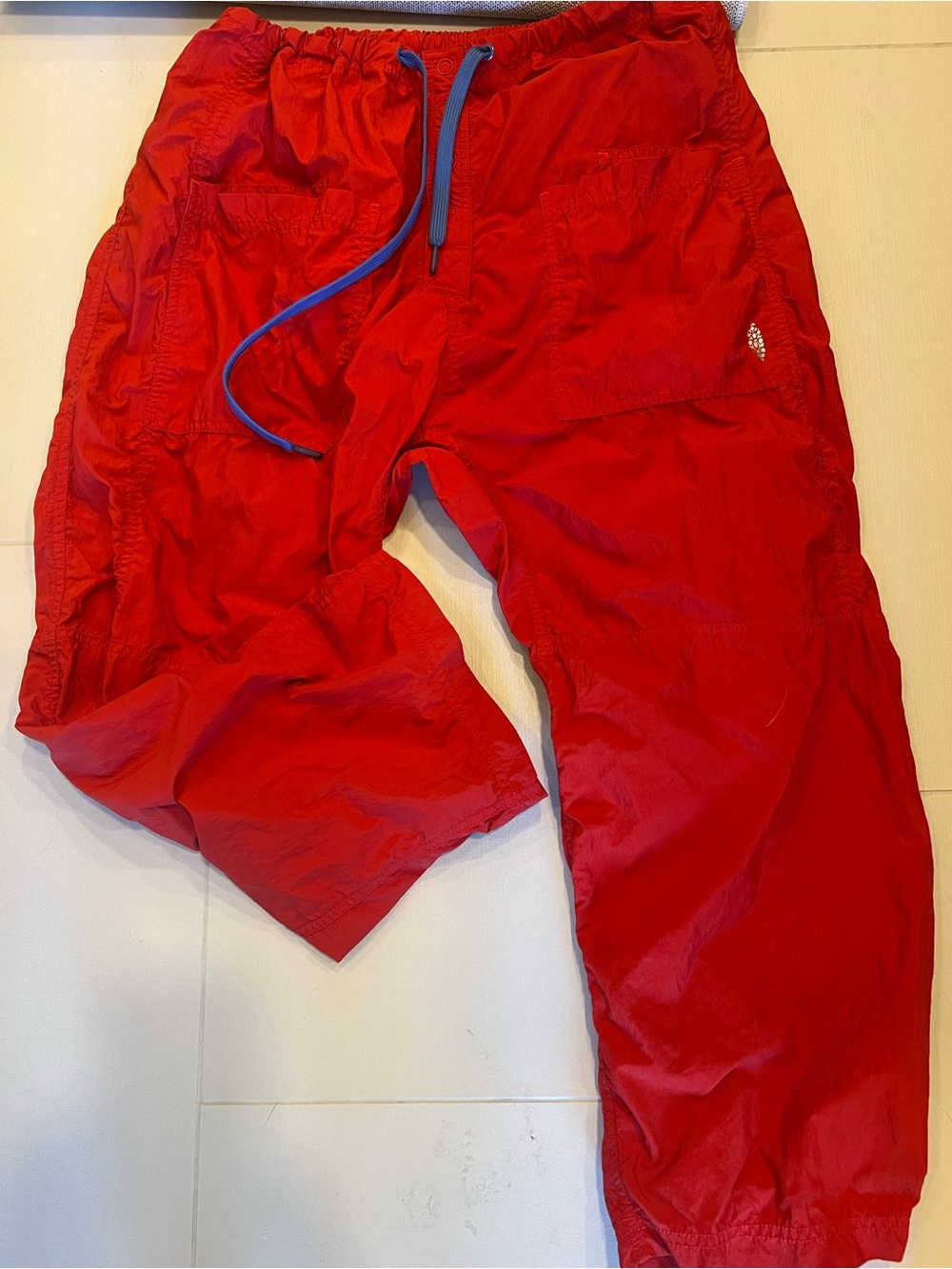 FP Movement by Free People Red Lightweight Drawstring Pants with Blue Tie